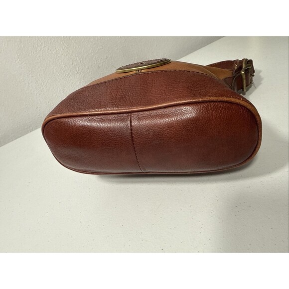 Fossil Crossbody Shoulder Purse Two‎ Tone Brown Lather Bucket Purse - Picture 13 of 15